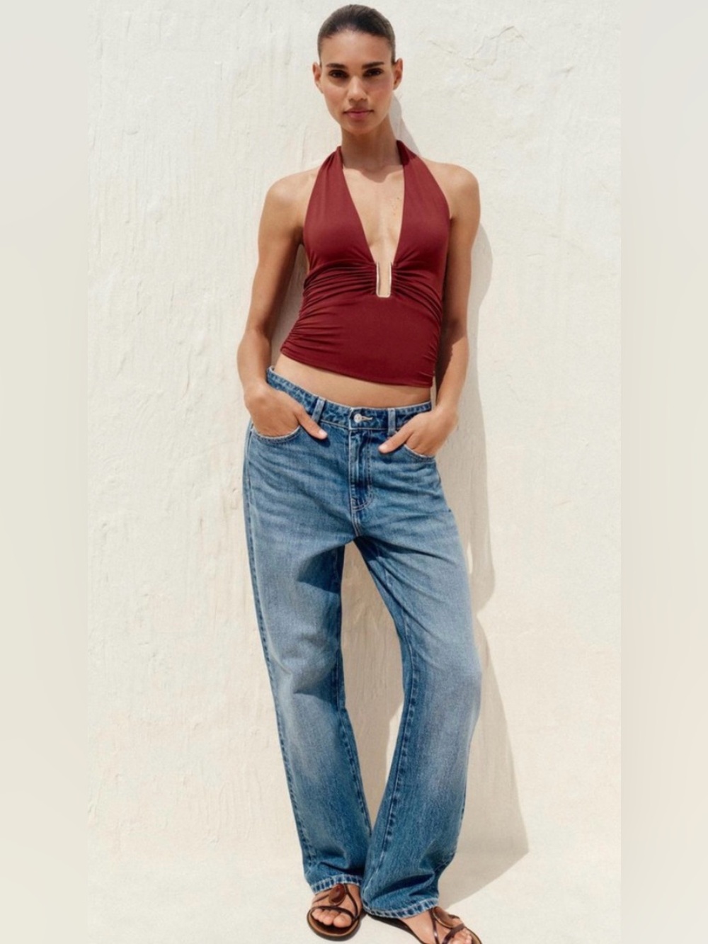 Zara NWT Draped Halter Top Burgundy Star Trek Starfleet Academy S